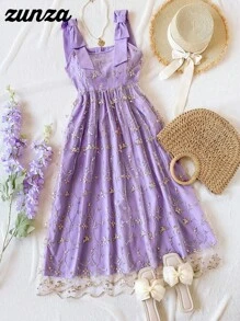 Elegant Embroidered Textured Mesh Skirt For Teen Girls - Pink - View 1