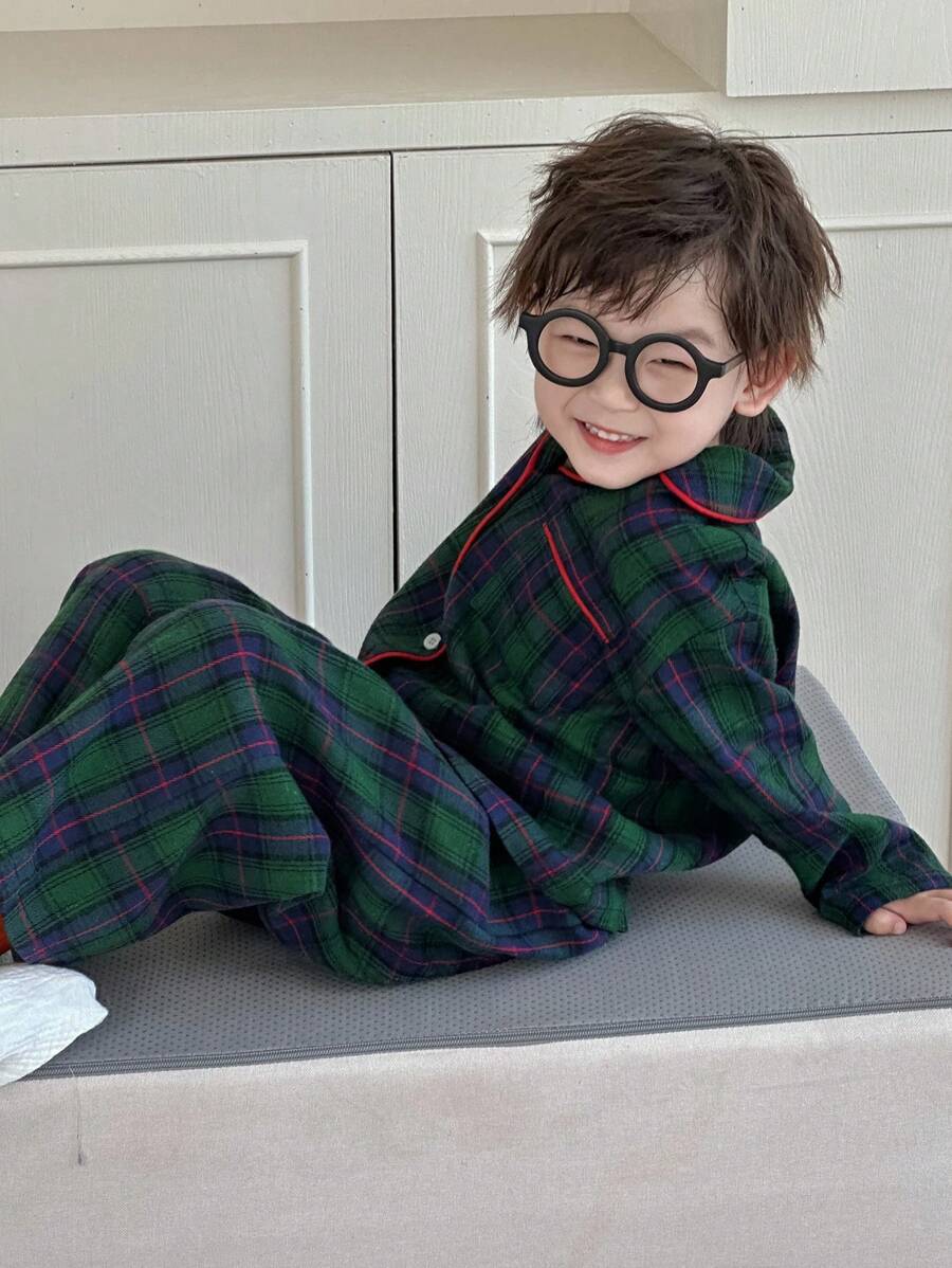 Dazy Kids Toddler Boys' Casual Plaid Home Clothes For Fall - Dark Green - View 1