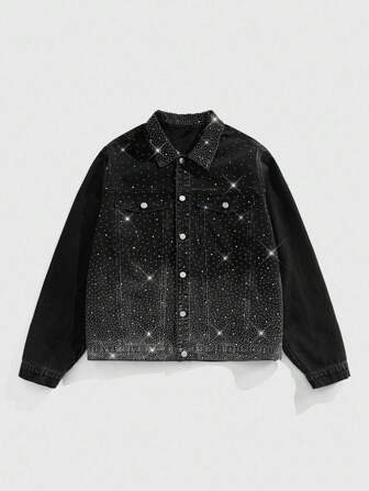 ROMWE Avant Giacca di jeans corta da uomo, stile di strada retrò