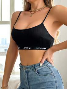 EasyFave Women's Simple Letter Jacquard Comfortable Bra