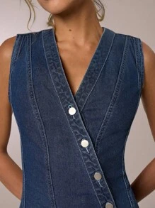 Avantive Vestido vaquero de mujer - Vestido vaquero oscuro - Azul lavado medio - Ver 5