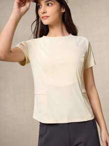 OutZeal 女士户外T恤，适合工作、健身穿着，夏季防紫外线，触感凉爽，圆领设计，带口袋。 - 黃色 - 查看 8