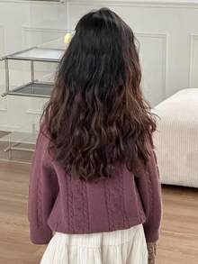 DAZY Suéter de niña con cuello de bloques de color, otoño/invierno - Morado - Ver 4