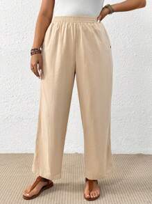 EMERY ROSE بنطلون كاجوال صيفي فضفاض بخصر مطاطي للنساء ذوات الأحجام الكبيرة