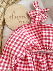 Baby Girl Casual Cute Gingham Pattern Tank Top, For Christmas