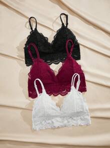 Charlaine 3pack Floral Lace Bralet - Multicolor - View 3