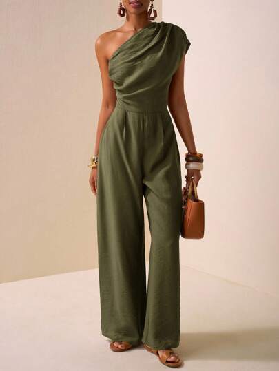 Zivah 2025 春夏新品 音乐节、复活节、圣帕特里克节、西部风、游牧风、生日派对、毕业典礼、校园风、学生装、日常休闲、度假、邮轮旅行、海滩、日光浴、街头风、优雅不对称纹理面料棕色连体裤