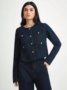 Daynim 女士休闲长袖牛仔夹克