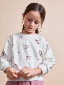 Maija Kids Maija Kids 女童蝴蝶结爱心图案圆领长袖卫衣，秋季款 - 彩色 - 查看 6