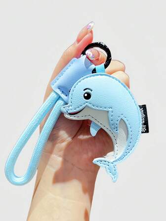 Kawaii Leather Marine Animal Dolphin Keychain, Cute Cartoon Whale Bag Charm With High-End Feel For Women