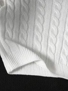 SHEIN 1 pezzo Maglione corto lavorato a trecce per ragazze pre-adolescenti - Maglione girocollo con maniche a palloncino, design minimale a corda attorcigliata, top leggero adatto per la scuola e il casual, outfit carino per primavera/autunno