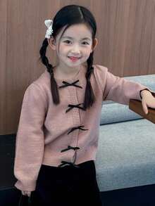 DAZY Young Girl Casual Versatile Bow Decor Sweater - Purple - View 6