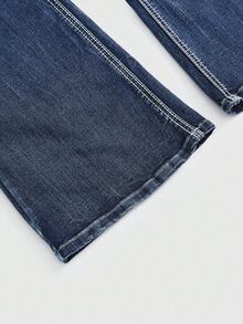 Betty Boop | ROMWE Y2K Retro Distressed Betty Embroidery Tight Super Low Waist Flare Jeans For Women - Blue - View 3