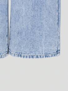 少女Y2K复古浅色水洗宽松阔腿牛仔裤，面料柔软舒适，休闲百搭，适合少女秋冬季穿着。 - 淺色水洗藍 - 查看 4