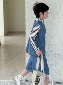 Dazy Kids 秋季大码男童休闲牛仔套装