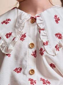 Maija Kids Maija Kids 女童碎花荷叶边领纽扣长袖衬衫 - 彩色 - 查看 5