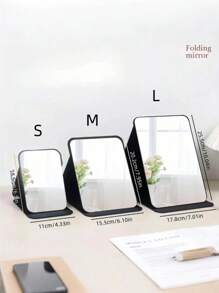 1 buc Oglindă de machiaj simplă pentru baie, Oglindă portabilă pentru birou, Oglindă cu suport pentru birou, Oglindă cosmetică portabilă, Oglindă de masă reglabilă, Oglindă pentru masă de toaletă pentru cămin studențesc, Decorațiune pentru casă, Decorațiune pentru cameră, Accesoriu de baie Decor pentru baie Organizator de machiaj de vară Accesorii de baie Înapoi la școală