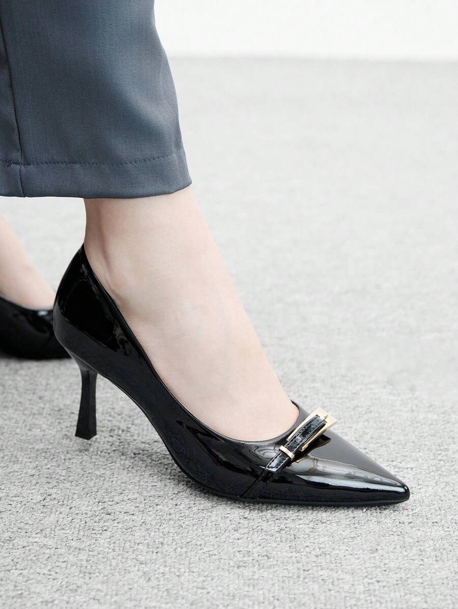 CUCCOO BIZCHIC Women's Pointed Toe Stiletto High Heel Shoes, Sexy Elegant Formal Party Outdoor Commute Black & Beige - Black - View 1