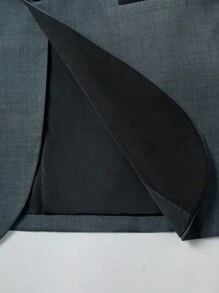 Manfinity Mode Men's Contrast Color Shawl Collar Long Sleeve Casual Blazer, For Wedding - Dark Grey - View 5