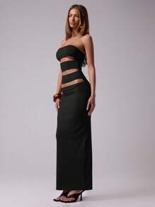 MUSERA Đầm quây không tay ôm sát, thanh lịch, với chi tiết cắt xẻ táo bạo, thích hợp cho mùa xuân hè, đi club, nghỉ lễ, bãi biển Ibiza, đám cưới, tiệc mùa thu. Đầm maxi quây không dây ôm sát, với chi tiết cắt xẻ táo bạo, thích hợp cho mùa xuân hè, các cuộc đua ngựa, kỳ nghỉ, đám cưới, lễ tốt nghiệp, đầm dài gợi cảm. - màu đen - Xem 2