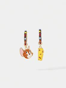 TOM & JERRY X SHEIN Cute Cheese & Cartoon Mouse Earrings - Yellow Gold - View 4