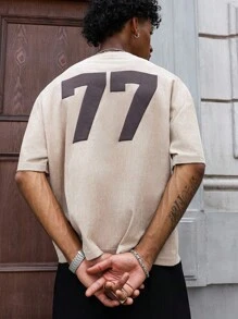 PAVTROS Manfinity Streetrush Men's Comfortable Fabric, 3D Printed Short Sleeve T-Shirt,Back To School - Khaki - View 1