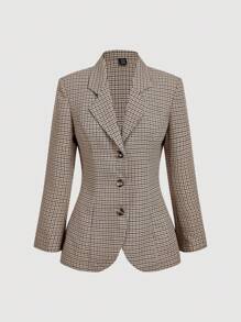 SHEIN MOD Plaid Waist Cinched Women's Long Sleeve Jacket And Pants Casual Suit Set In Fall/Winter,Christmas Clothes For Women,Women's Winter Clothes