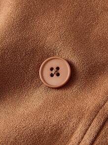 SHEIN MOD Women's Khaki Brown Lace-Up Suede Jacket, Autumn Apparel, Women Brown Blazer, Women Brown Suede Blazer,Back To School,Western,Old Money Style Women