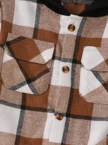 Veste à capuche décontractée pour jeune garçon en patchwork à carreaux