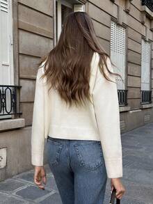 Chiquease Women's Minimalist Long Sleeve Cherry Knit Pullover Sweater - Apricot - View 2