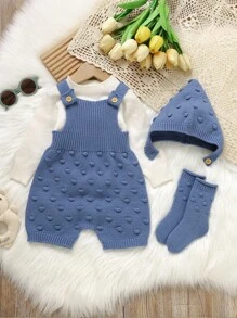 SHEIN Baby Boy Casual Knit Romper, Autumn/Winter Knitted Baby Outfit Blue Blue Baby Outfit Baby Boy Winter Clothes Newborn Boy Clothes Baby Boy Blue Outfit Fall