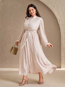 Chikora Elegantes langes Plisseekleid für Damen in Übergröße Plissee-Maxikleid Plisseekleider für Damen Elegantes Langarmkleid Langärmliges Plissee-Maxikleid in Übergröße Plissee-Maxikleid in Übergröße Elegantes Kleid in Übergröße Business-Casual-Outfits für Damen Business Casual Business Casual Kurvenreiche Damen-Outfits für Lehrerinnen Übergröße Lehrerkleid Homecoming-Kleid Winterkleider für Damen Herbstkleider für Damen Winter-Outfit für Damen Fließendes Kleid