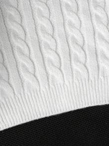 SHEIN 1 pezzo Maglione corto lavorato a trecce per ragazze pre-adolescenti - Maglione girocollo con maniche a palloncino, design minimale a corda attorcigliata, top leggero adatto per la scuola e il casual, outfit carino per primavera/autunno