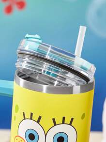 SpongeBob SquarePants | SHEIN 1200 Ml / 40oz Stainless Steel , Keep Cold Water Bottle, With Straw, Suitable For Hot Water And Cold Drink - Yellow - View 5