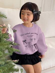 DAZY 女童圆领针织印花卫衣，秋季服装 - 紫色 - 查看 2