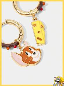 TOM & JERRY X SHEIN Cute Cheese & Cartoon Mouse Earrings - Yellow Gold - View 2