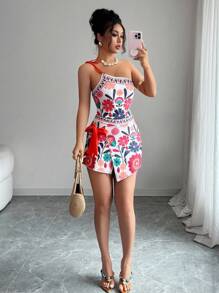 Swim Oasis Bộ đồ bơi một mảnh 2 mảnh thời trang mùa hè cho nữ có nơ nhiều màu sắc kèm váy che đi biển - Nhiều màu - Xem 3