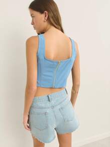 Nöista Corpiño ajustado y corto con silueta de bustier, cuello cuadrado con tirantes, de tela texturizada; diseño ligero y transpirable perfecto para playas, looks de celebración del orgullo, aeropuerto para mujeres; esencial versátil de verano