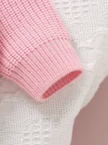 SHEIN Rosa Kleinkind Pullover mit 3D-Schmetterling Dekor, süßer Rundhalspullover, langärmliges Baby Strick Top, Baby-Mädchen-Strickwaren, Baby-Mädchen Pullover, Baby-Mädchen Pullover, rosa Babypullover, Schmetterlingspullover