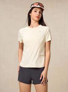 OutZeal 女士户外T恤，适合工作、健身穿着，夏季防紫外线，触感凉爽，圆领设计，带口袋。 - 黃色 - 查看 6