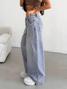 EURMUSE Damen lässige, weite Jeans mit Waschung für den Alltag