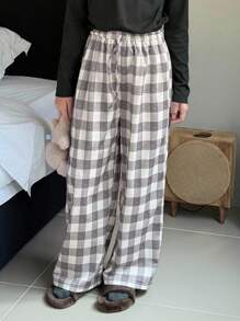 DAZY Tween Girls Casual Plaid Print Lounge Pants, For Everyday Wear Fall,Winter - Grey - View 6