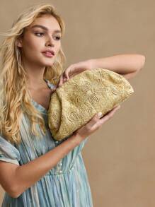 MOTF PREMIUM 压花图案PU皮革手拿包 - 杏色 - 查看 5