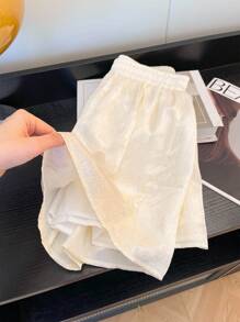 Selianne Women's Summer Thin Metallic Icy Silk Satin A-Line Wide Leg Shorts, Elastic Waist Loose Flattering Hotpants - Multicolor - View 3