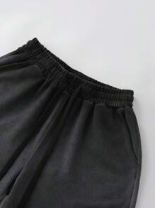 ROMWE MEN Prep Men's Casual Washed Distressed Shorts, Summer - Black - View 2