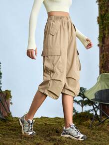 In My Nature Pantalones cargo para mujer con dobladillo con cordón