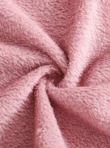 女婴云朵图案羊毛圆领上衣和印花羊毛裤两件套睡衣套装，秋冬 - 粉色 - 查看 5