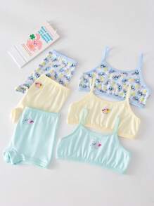 3pcs/Set Young Girl' Cute Rabbit Series Minimalist Sweet Camisole & Panty Set