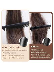 Seamless Clip Ins Extensiones de cabello natural de 12A, rectas y sin costuras, con trama de PU, 100% cabello humano crudo real, set de 7 piezas - Natural Black - Ver 8