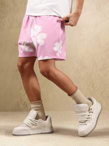 SUMWON 花卉印花低裆夏季节日休闲短裤春秋季海滩度假休闲短裤 - 粉色 - 查看 4